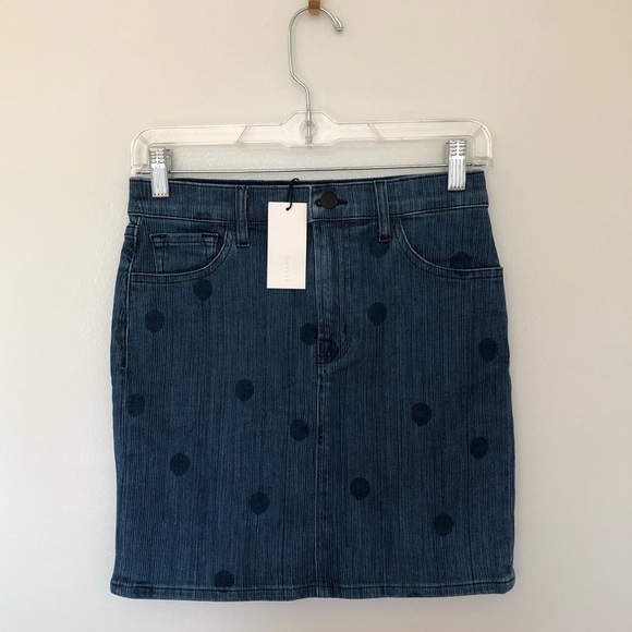 J Brand Lyla Mini Skirt Aerial Denim Polka Dots New NWT 26 - Picture 1 of 6